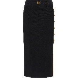Black Viscose Midi Skirt