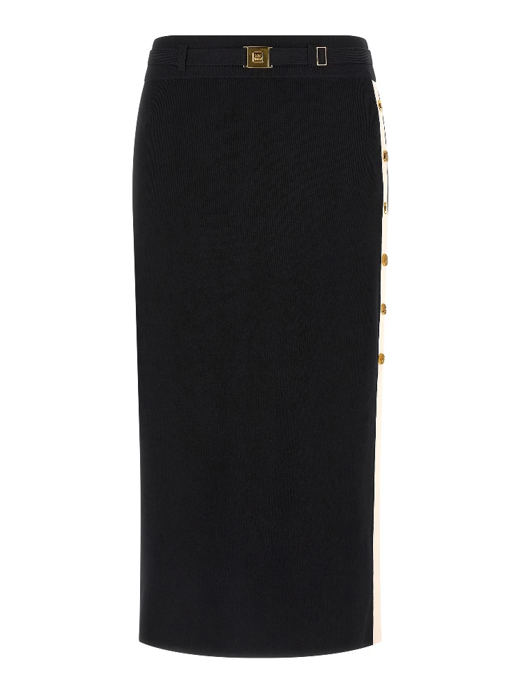 Black Viscose Midi Skirt