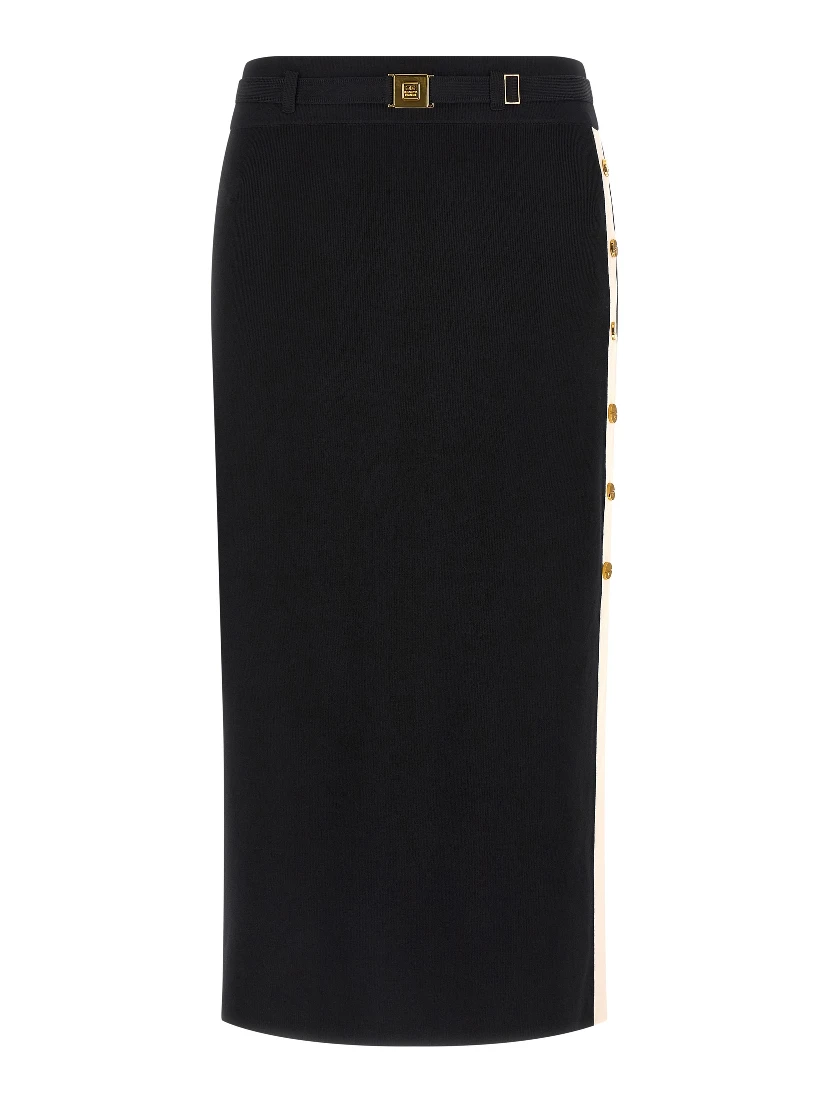 Black Viscose Midi Skirt