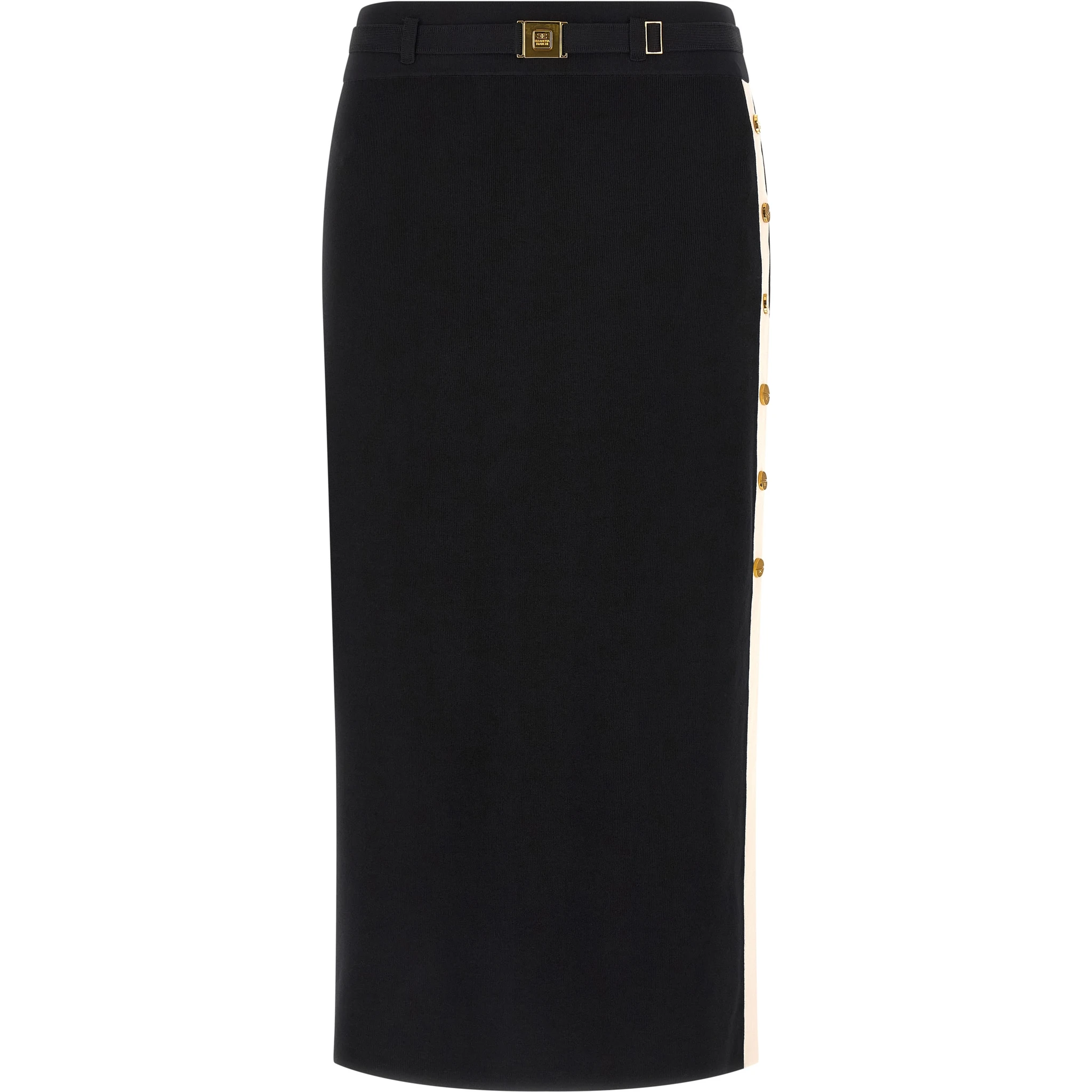 Black Viscose Midi Skirt