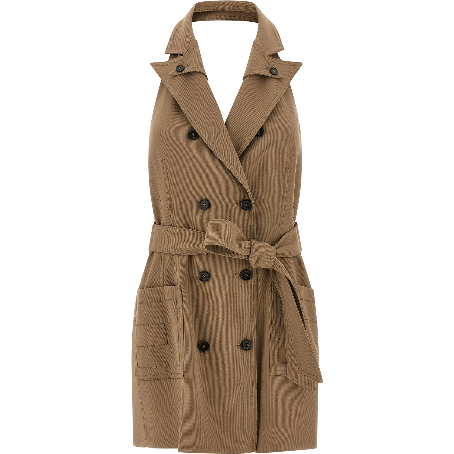 Beige Viscose Short Dress