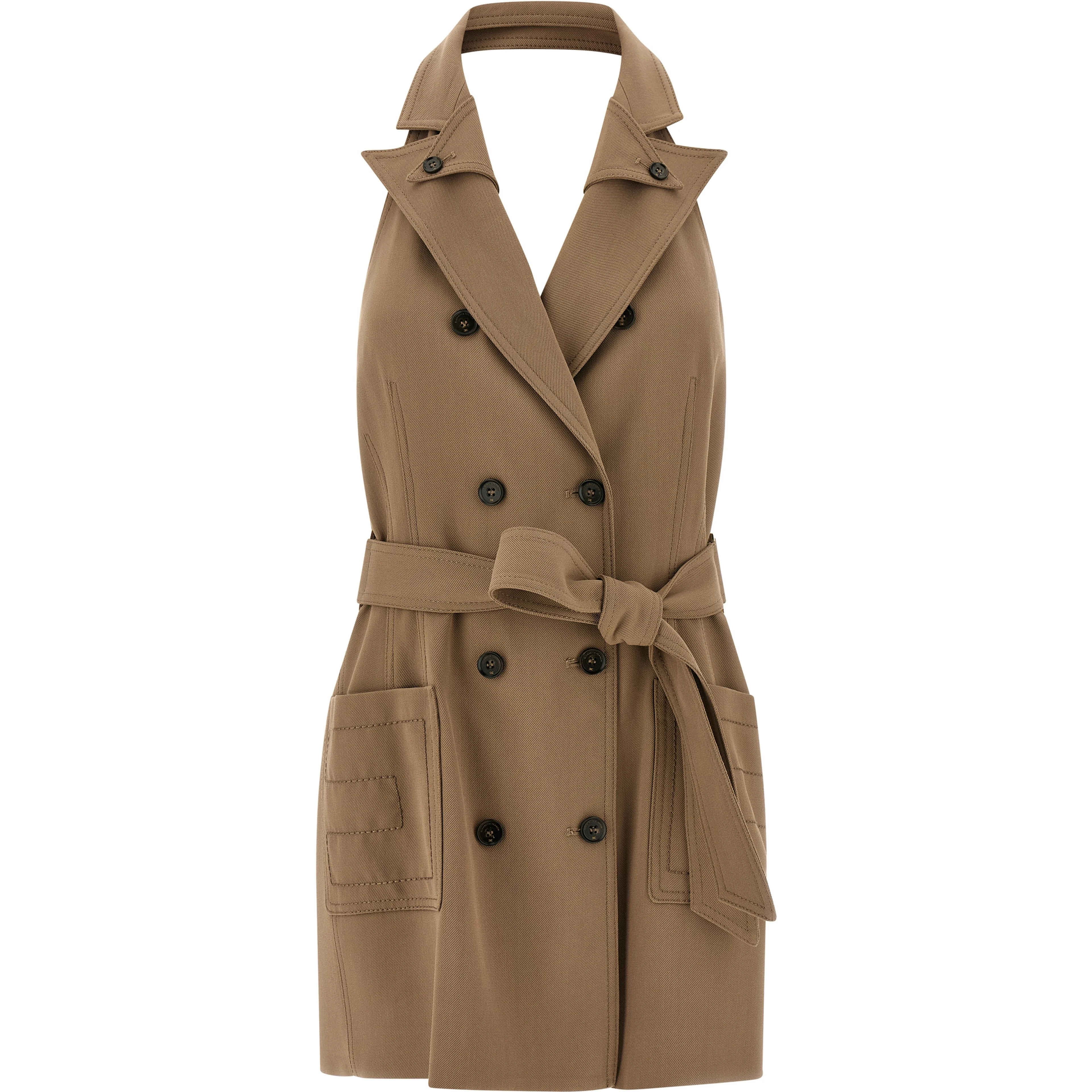 Beige Viscose Short Dress