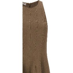 Brown Viscose Midi Dress
