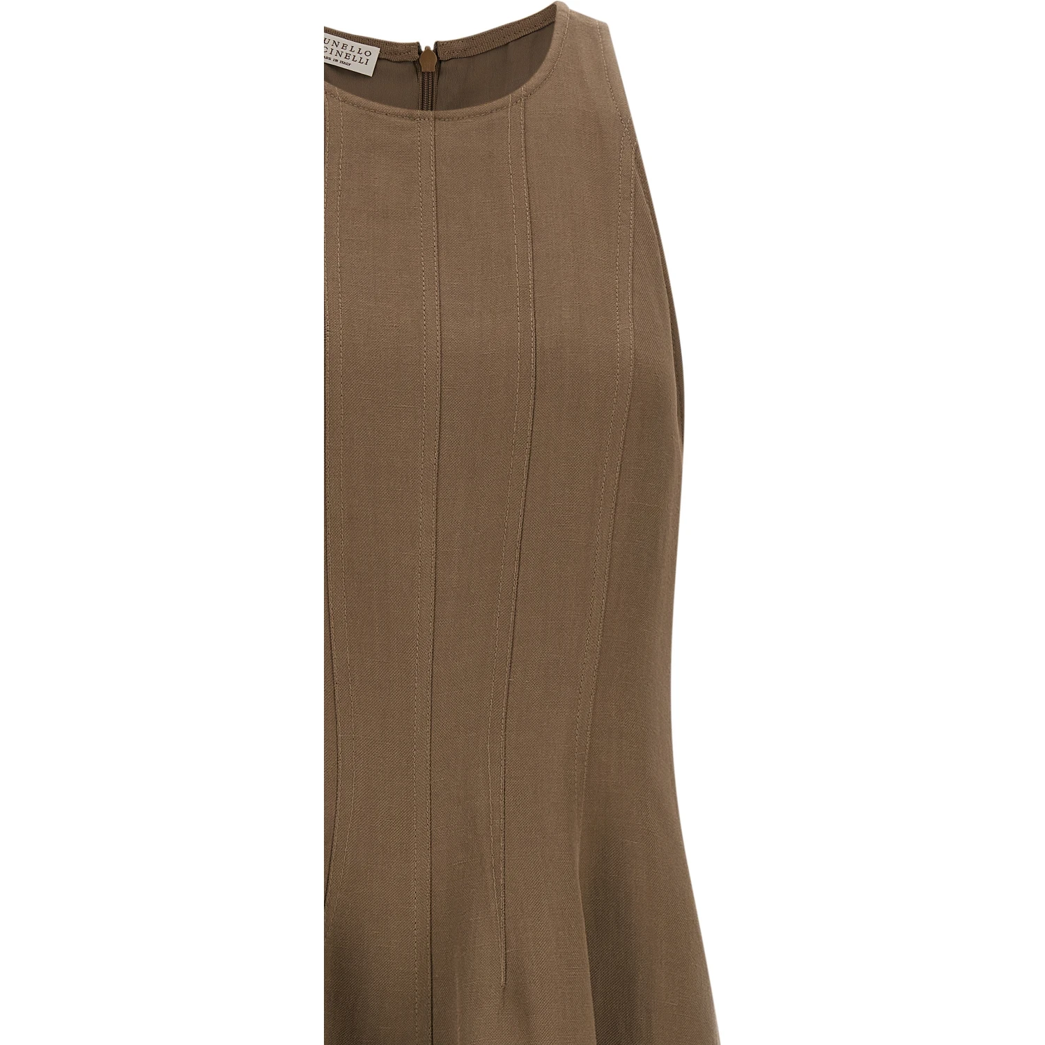 Brown Viscose Midi Dress