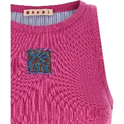 Fuchsia Cotton Sleeveles T-Shirt