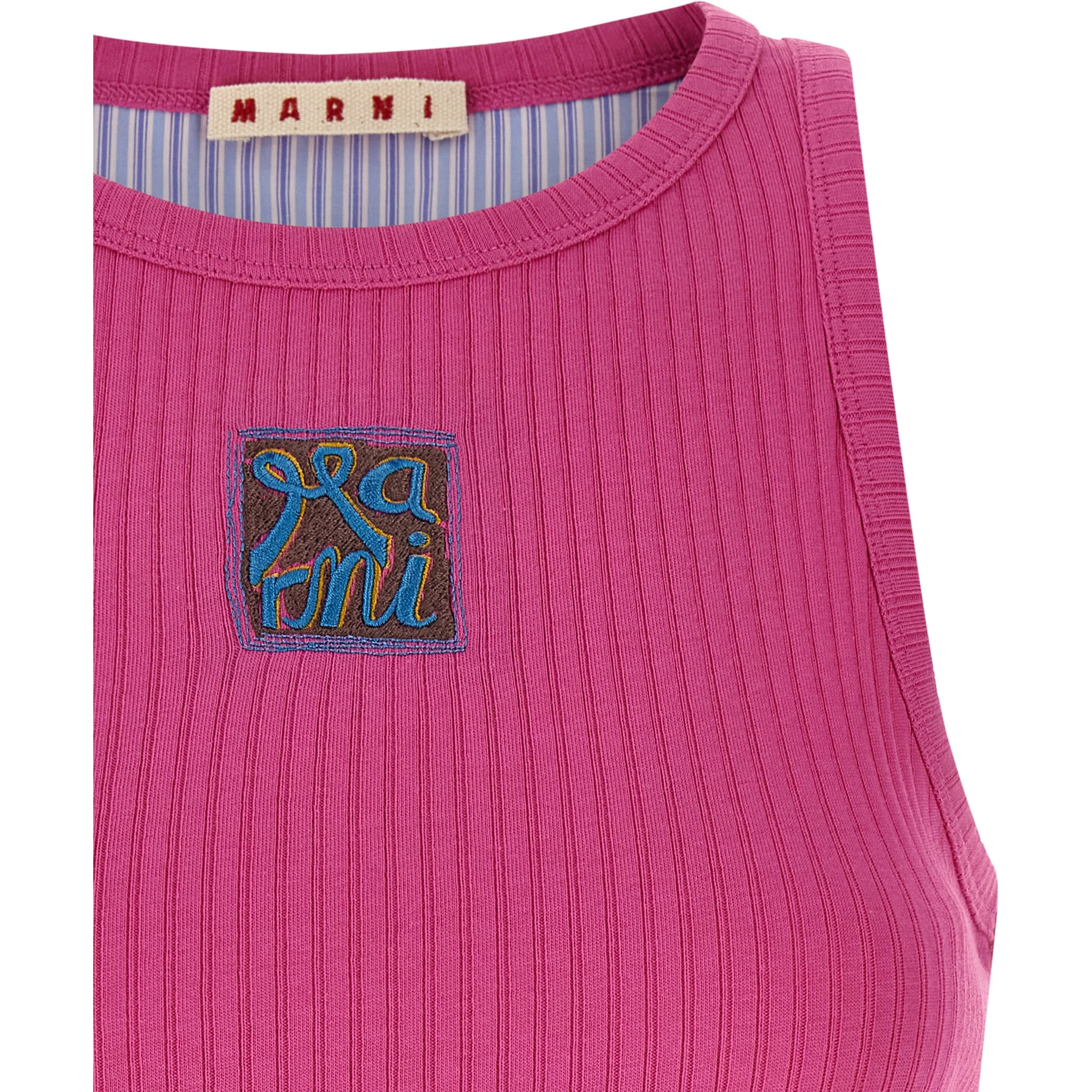 Fuchsia Cotton Sleeveles T-Shirt
