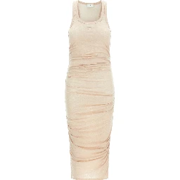 Beige Lycra Midi Dress