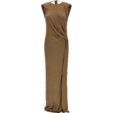 Beige Viscose Long Dress