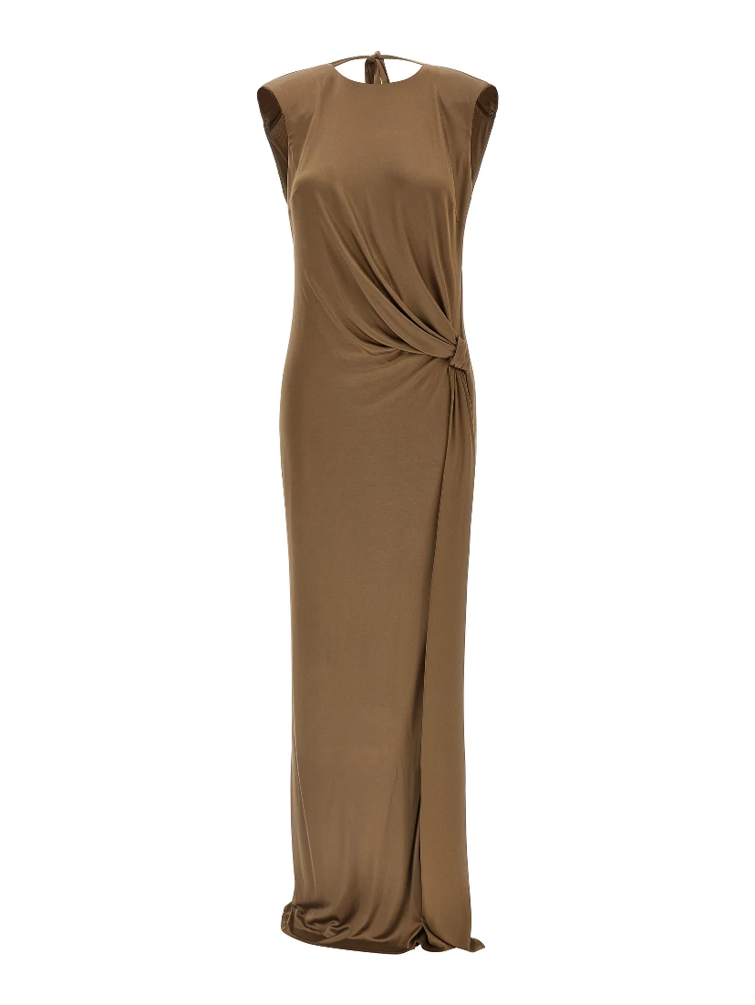 Beige Viscose Long Dress