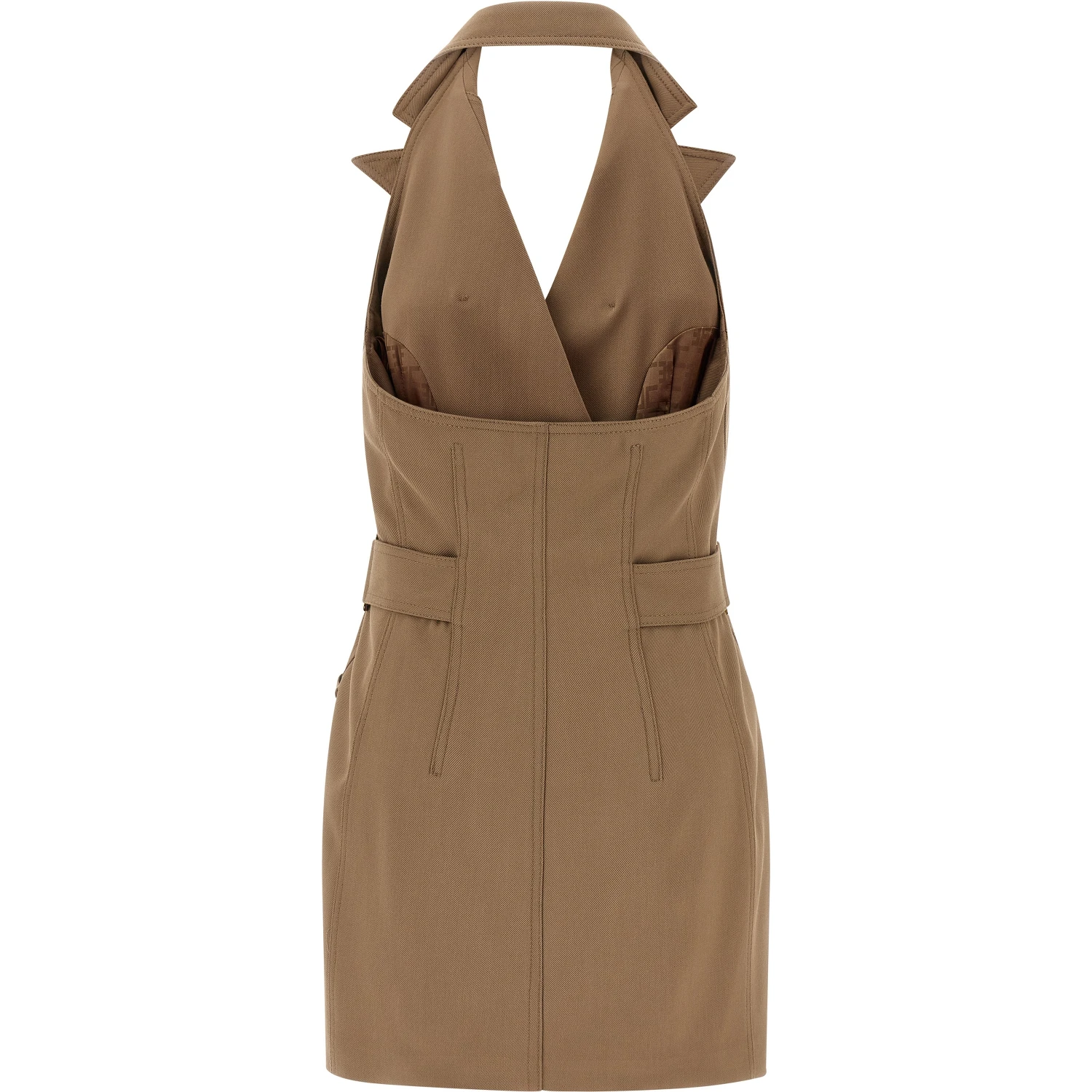 Beige Viscose Short Dress