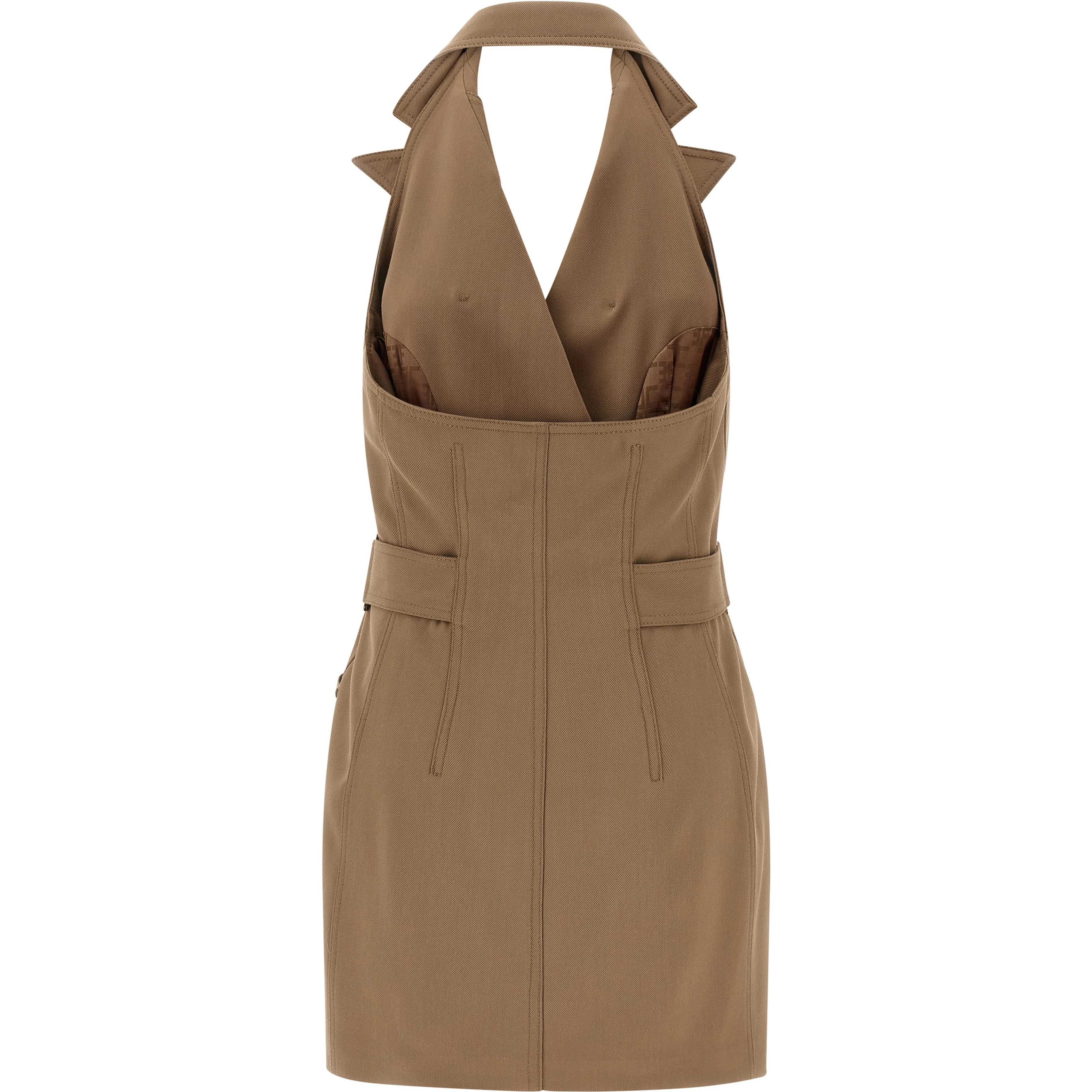 Beige Viscose Short Dress