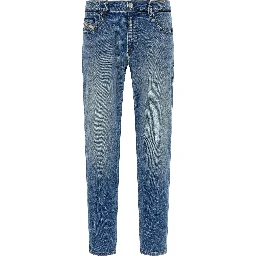 Blue Cotton Straight-Leg Jeans
