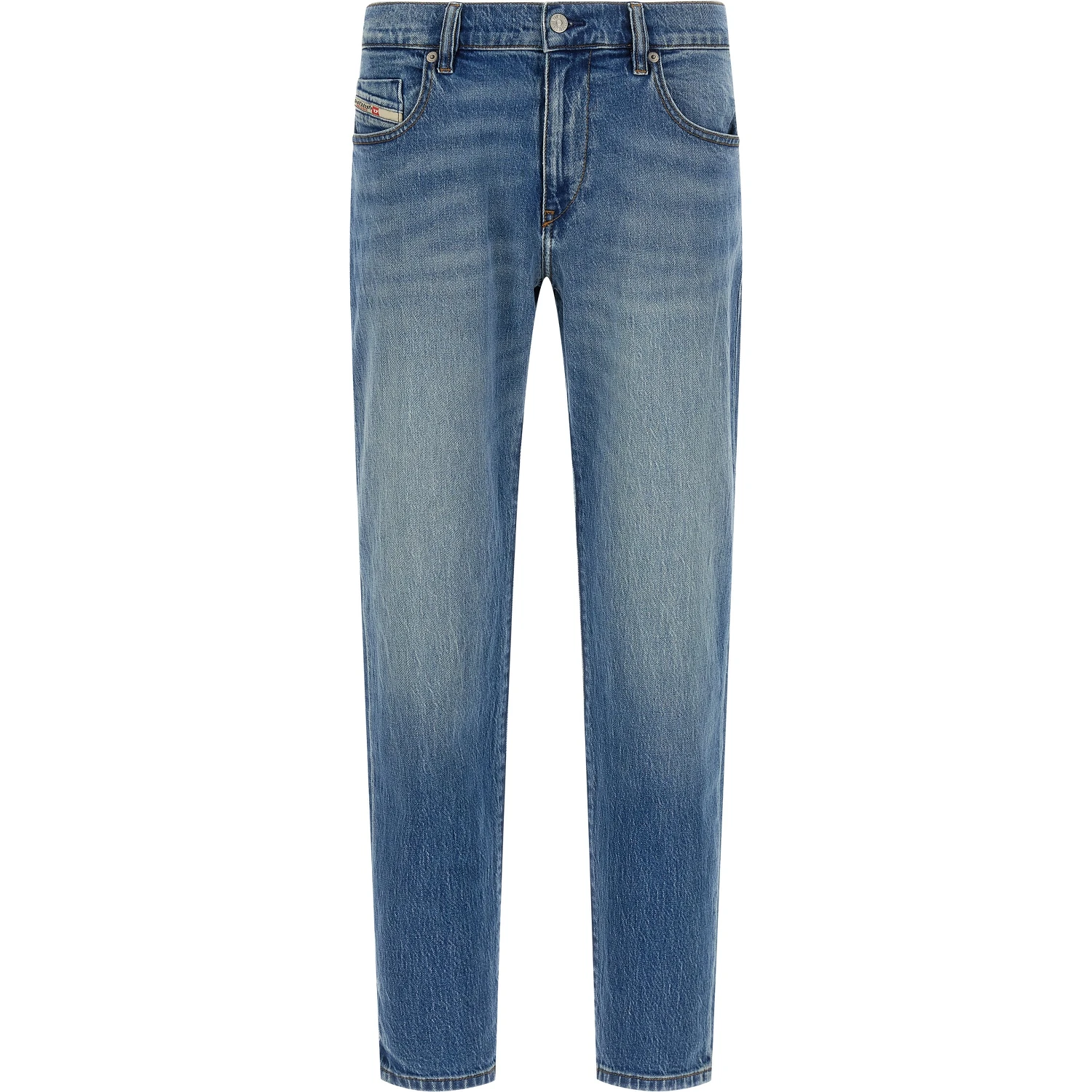 Blue Cotton Straight-Leg Jeans