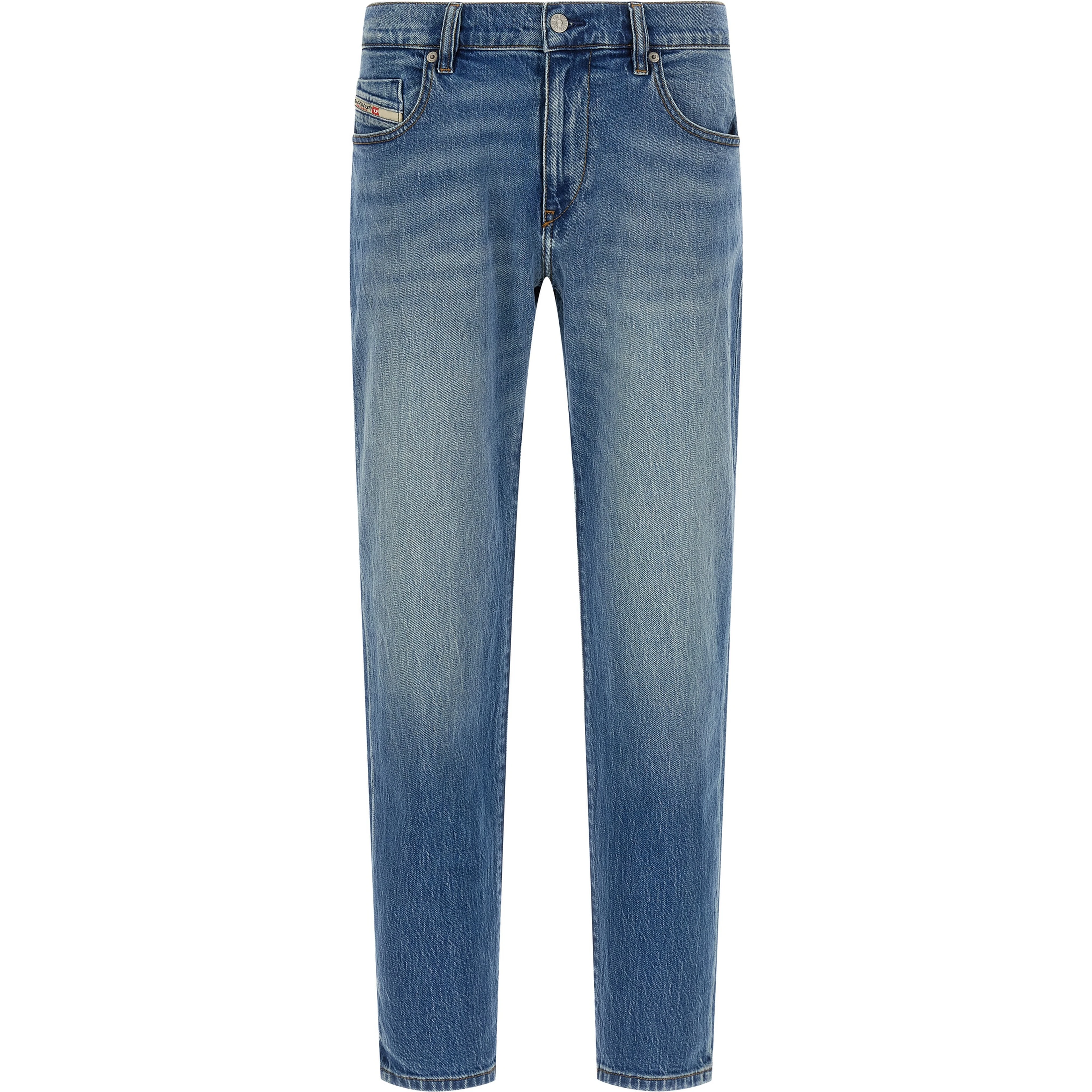 Blue Cotton Straight-Leg Jeans
