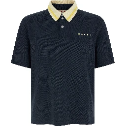 Blue Cotton Polo Shirt