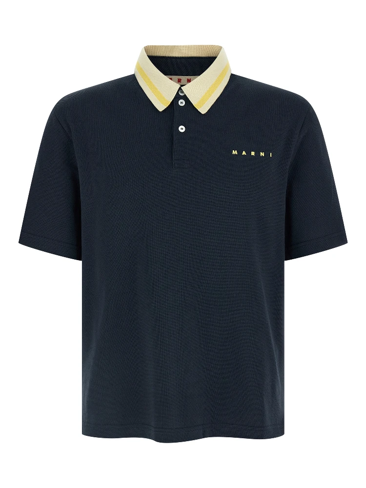 Blue Cotton Polo Shirt