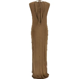 Beige Viscose Long Dress