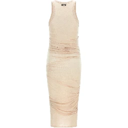 Beige Lycra Midi Dress