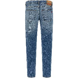 Blue Cotton Straight-Leg Jeans