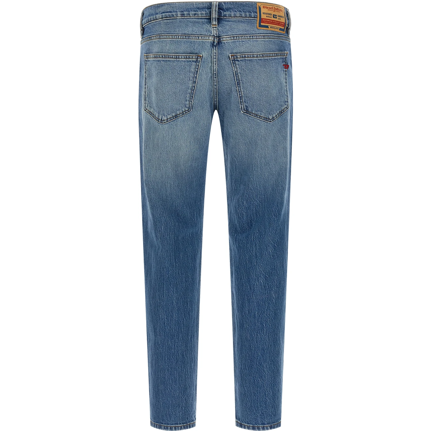 Blue Cotton Straight-Leg Jeans