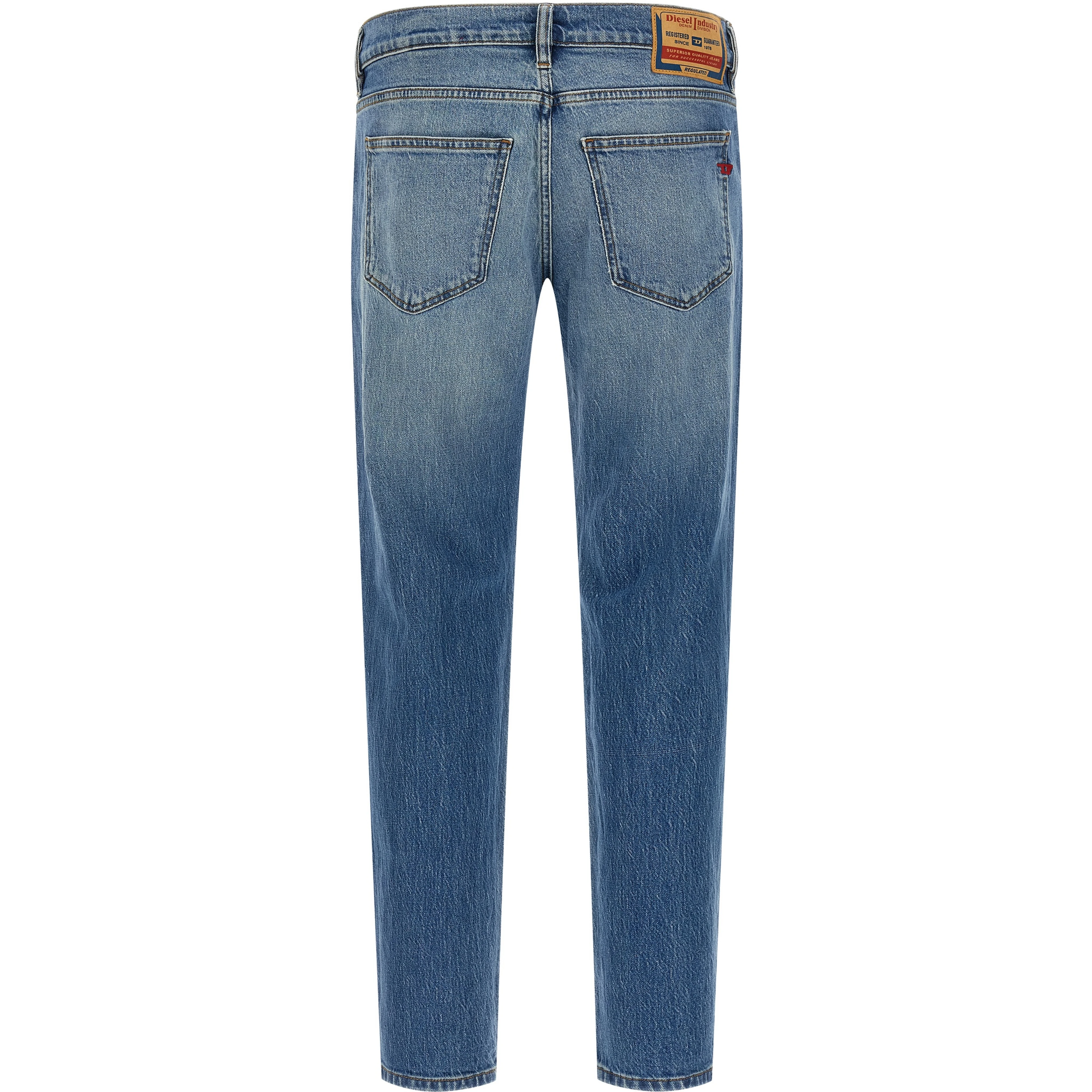 Blue Cotton Straight-Leg Jeans