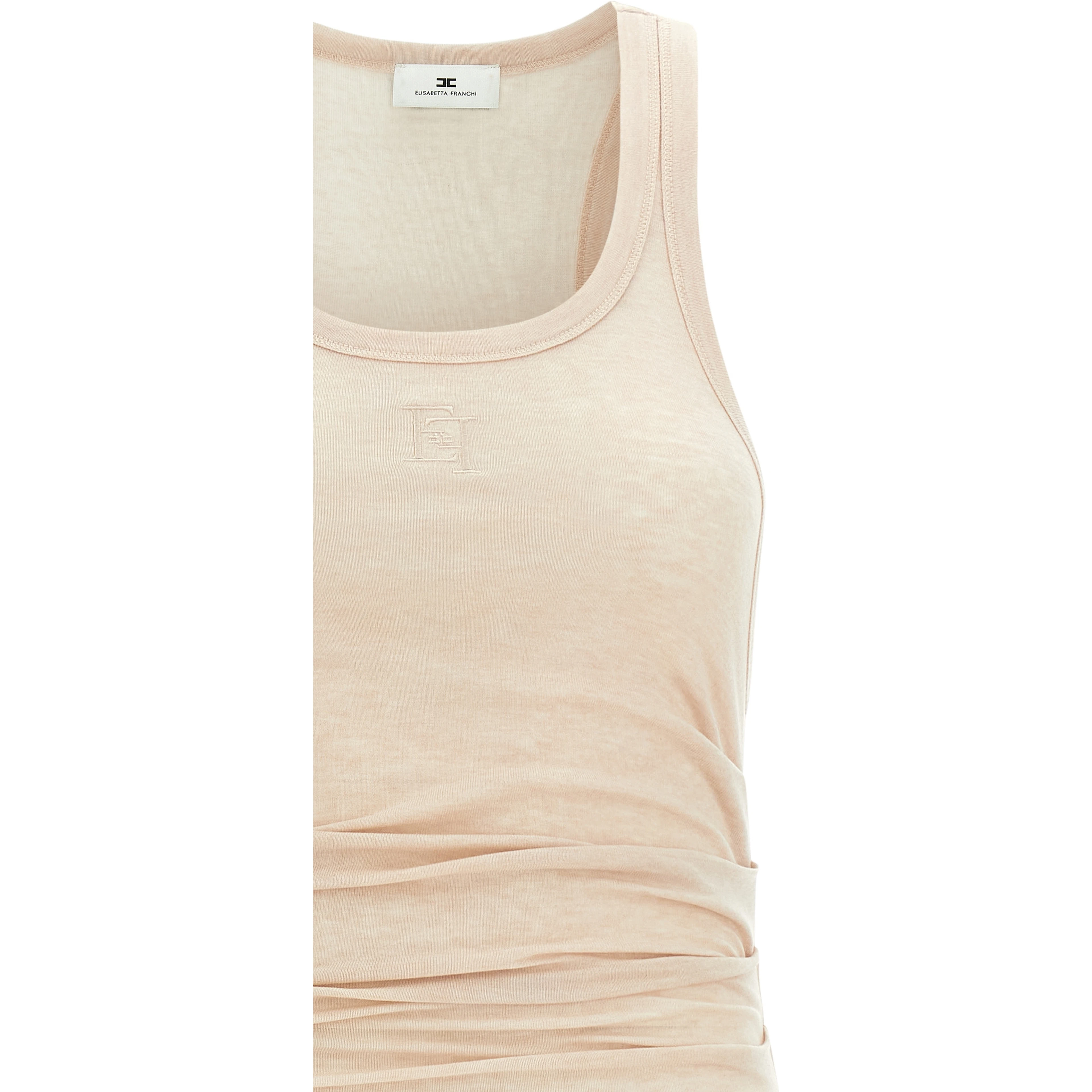 Beige Lycra Midi Dress
