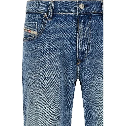 Blue Cotton Straight-Leg Jeans
