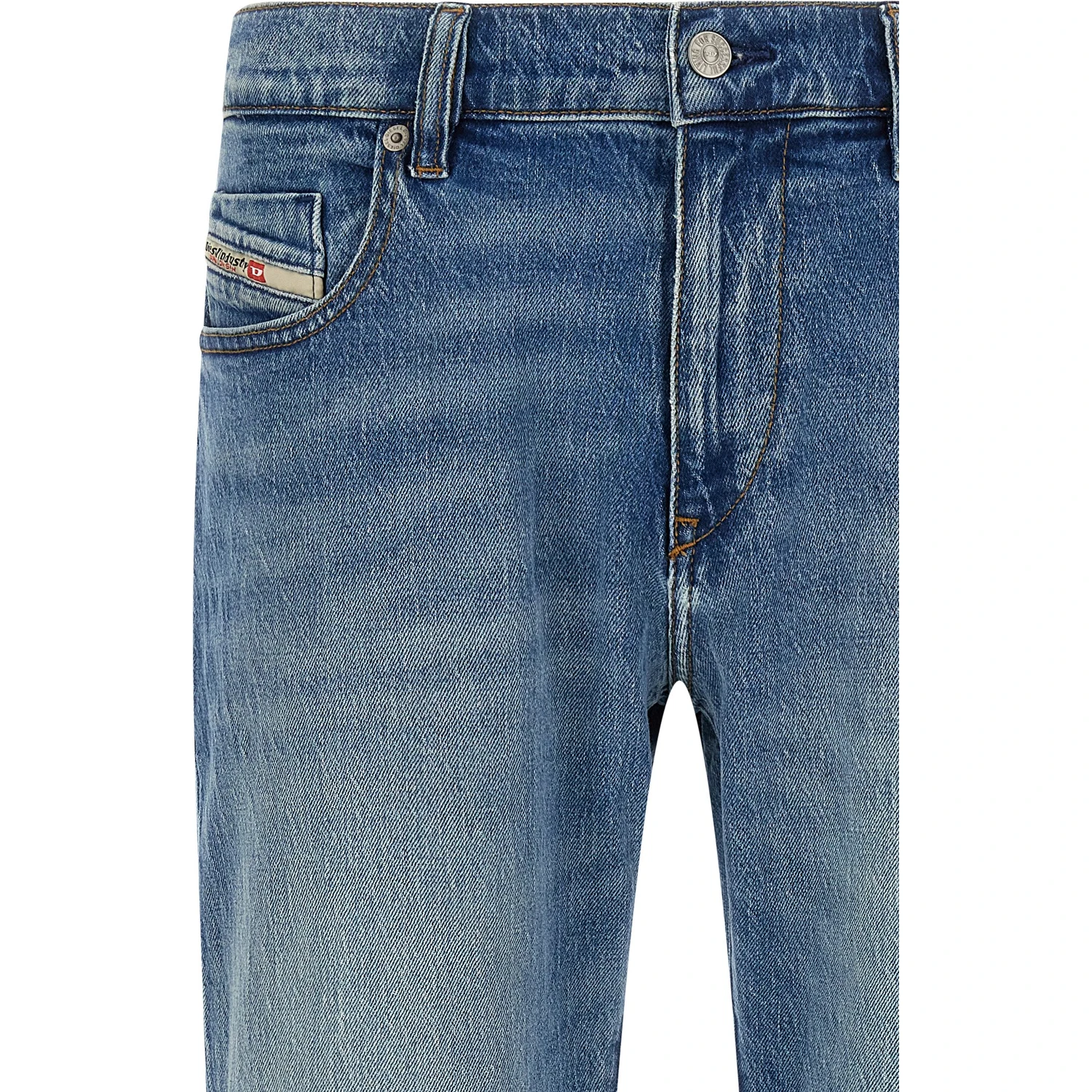 Blue Cotton Straight-Leg Jeans
