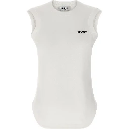 White Cotton Sleeveles T-Shirt