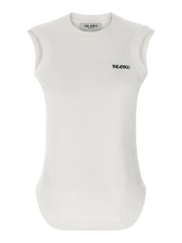 White Cotton Sleeveles T-Shirt