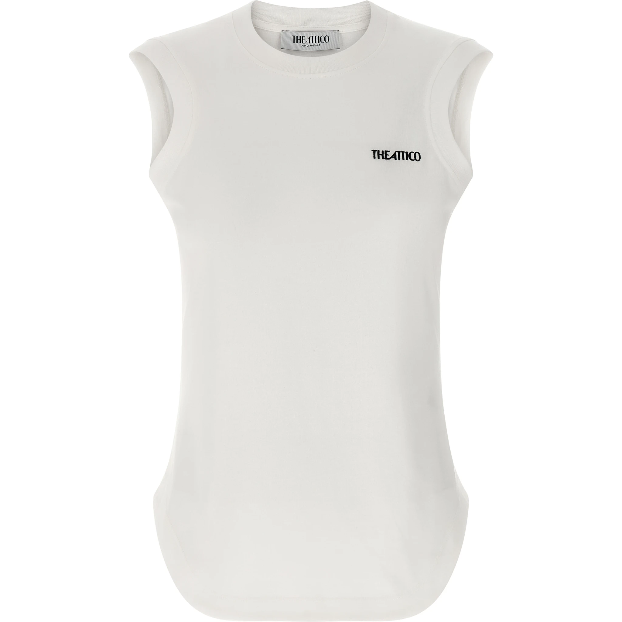White Cotton Sleeveles T-Shirt