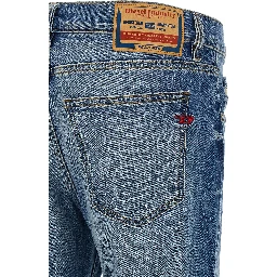 Blue Cotton Straight-Leg Jeans