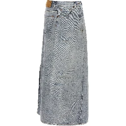 Blue Cotton Mini Skirt