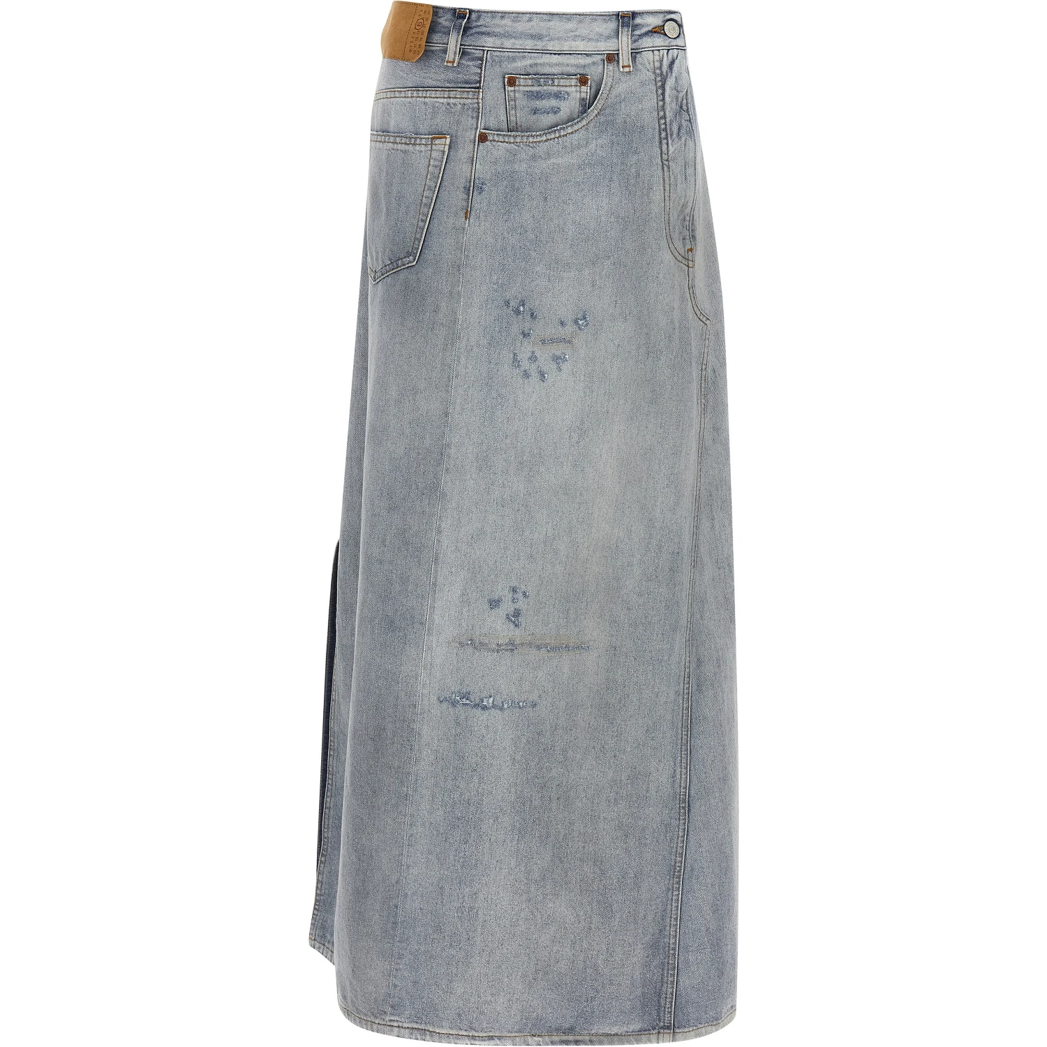Blue Cotton Mini Skirt