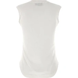 White Cotton Sleeveles T-Shirt