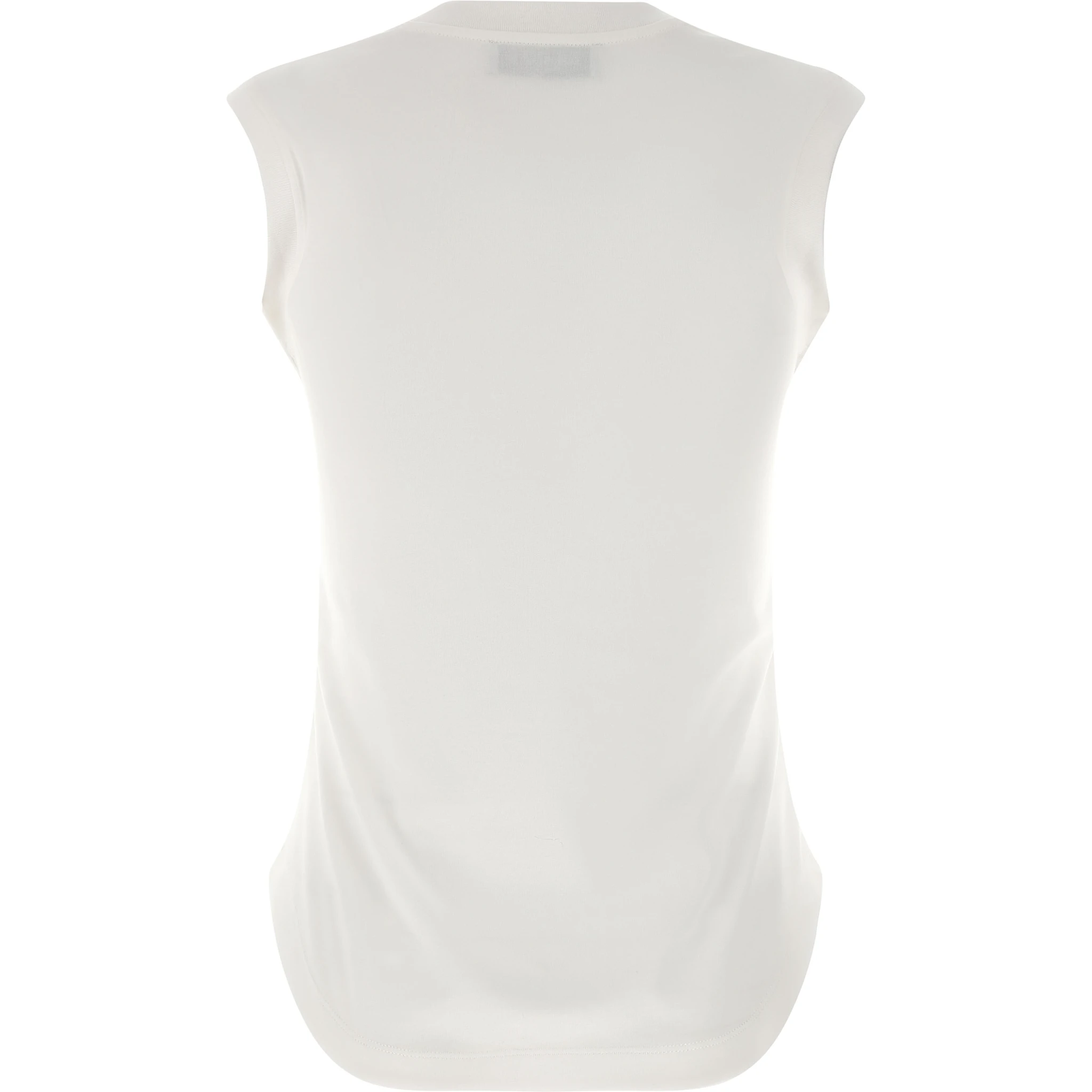 White Cotton Sleeveles T-Shirt