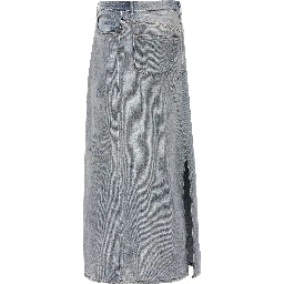 Blue Cotton Mini Skirt