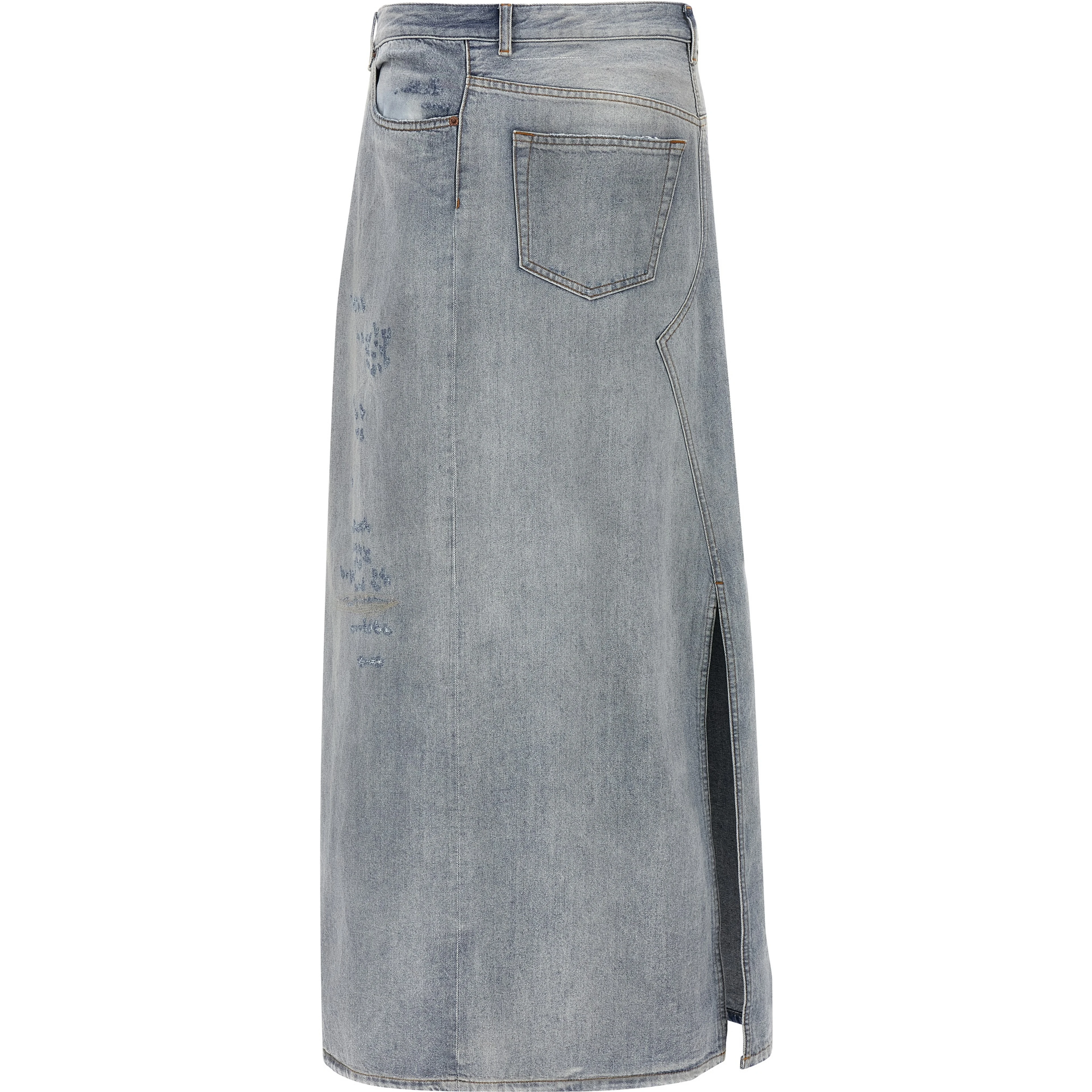 Blue Cotton Mini Skirt