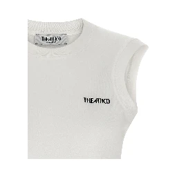 White Cotton Sleeveles T-Shirt