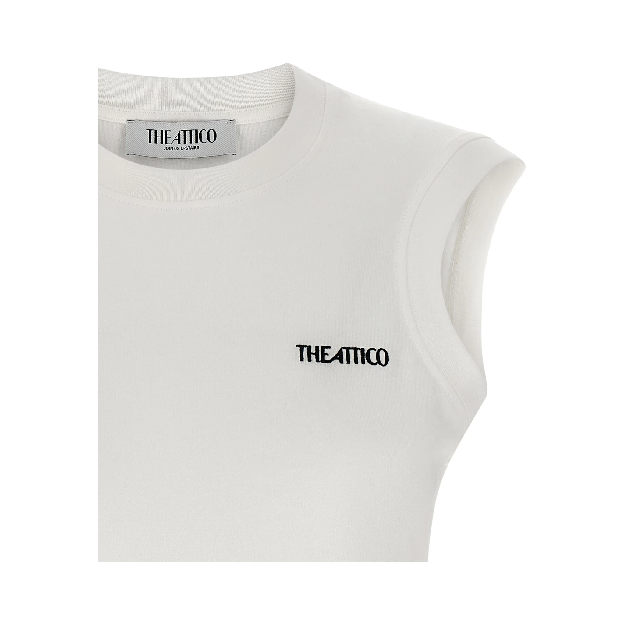 White Cotton Sleeveles T-Shirt