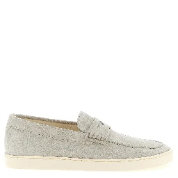 Gray Calfskin Slip-On Loafers