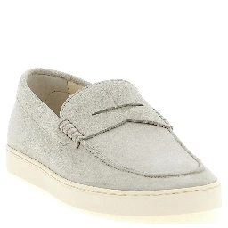 Gray Calfskin Slip-On Loafers