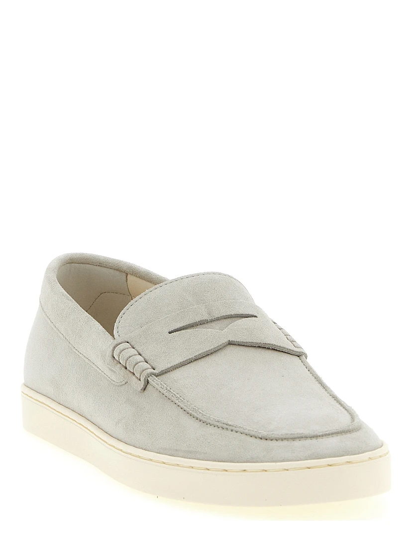 Gray Calfskin Slip-On Loafers