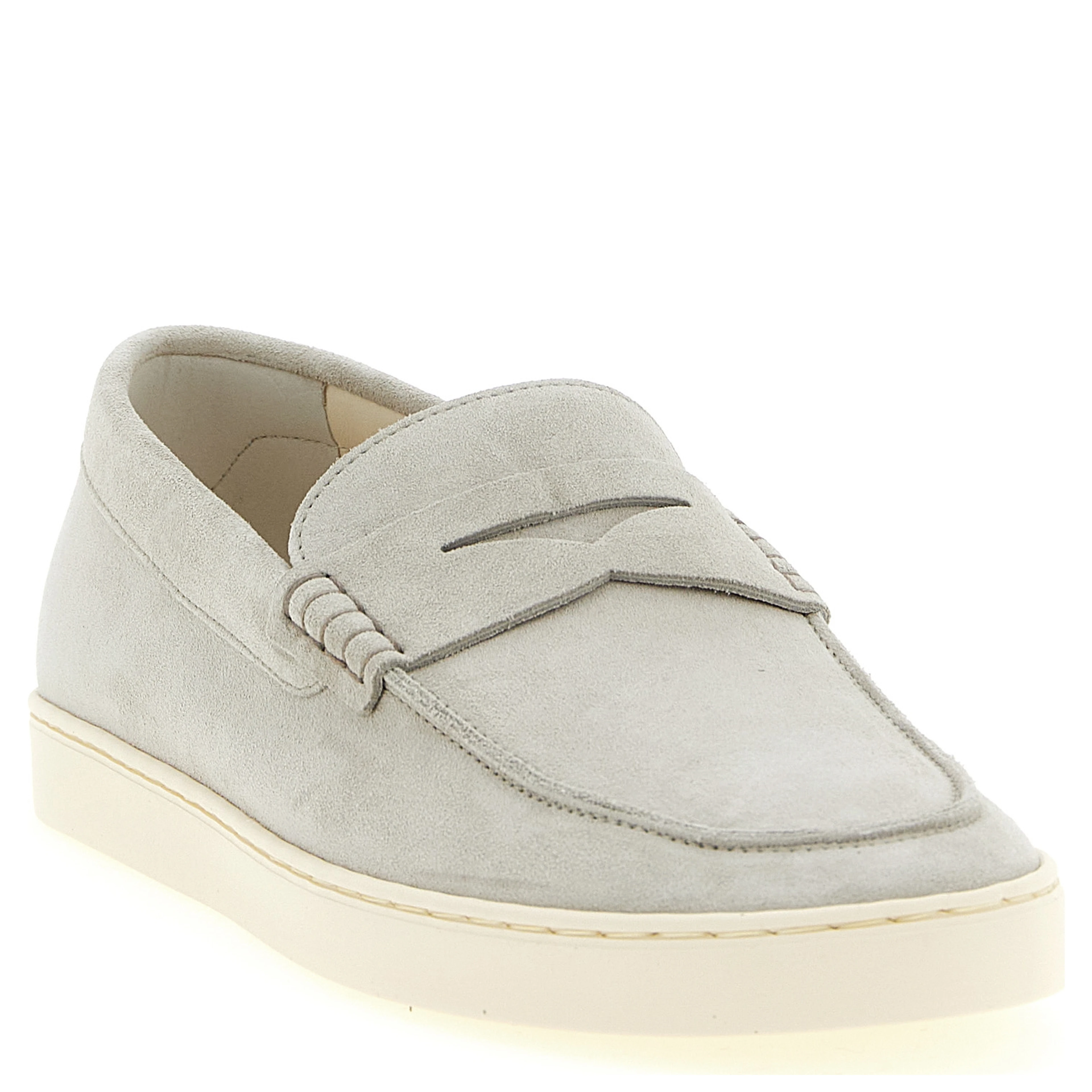 Gray Calfskin Slip-On Loafers