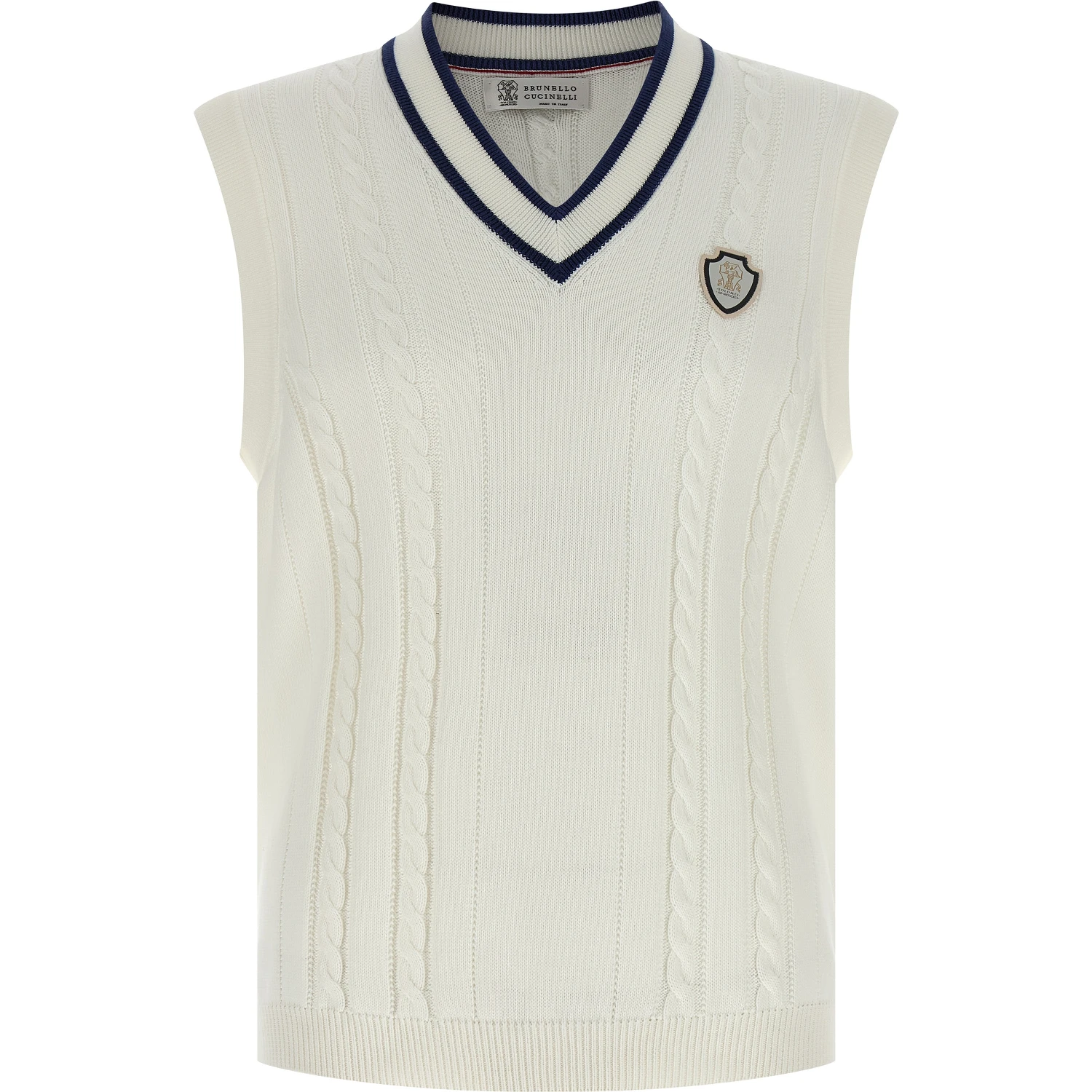 White Cotton Sleeveles Sweater