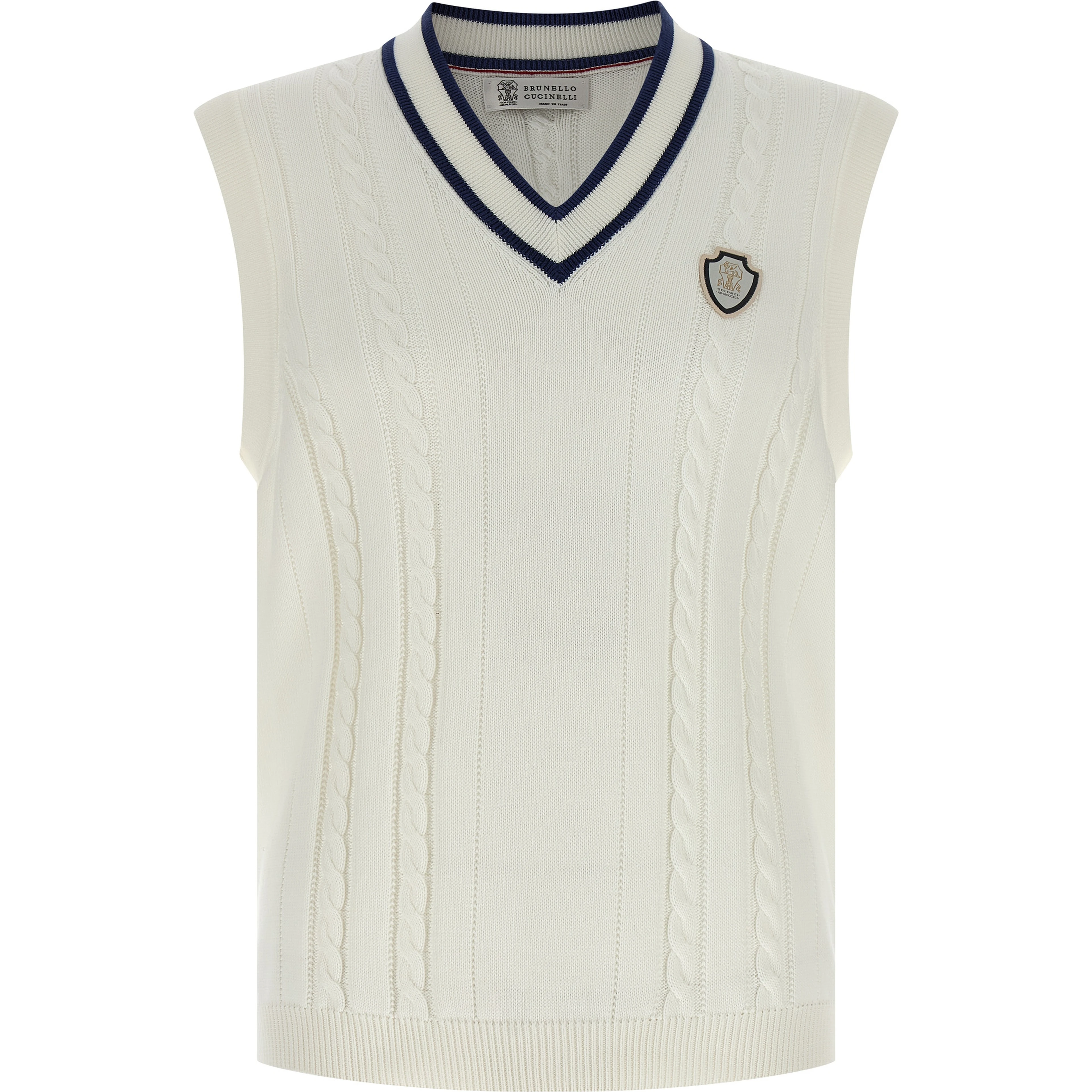 White Cotton Sleeveles Sweater