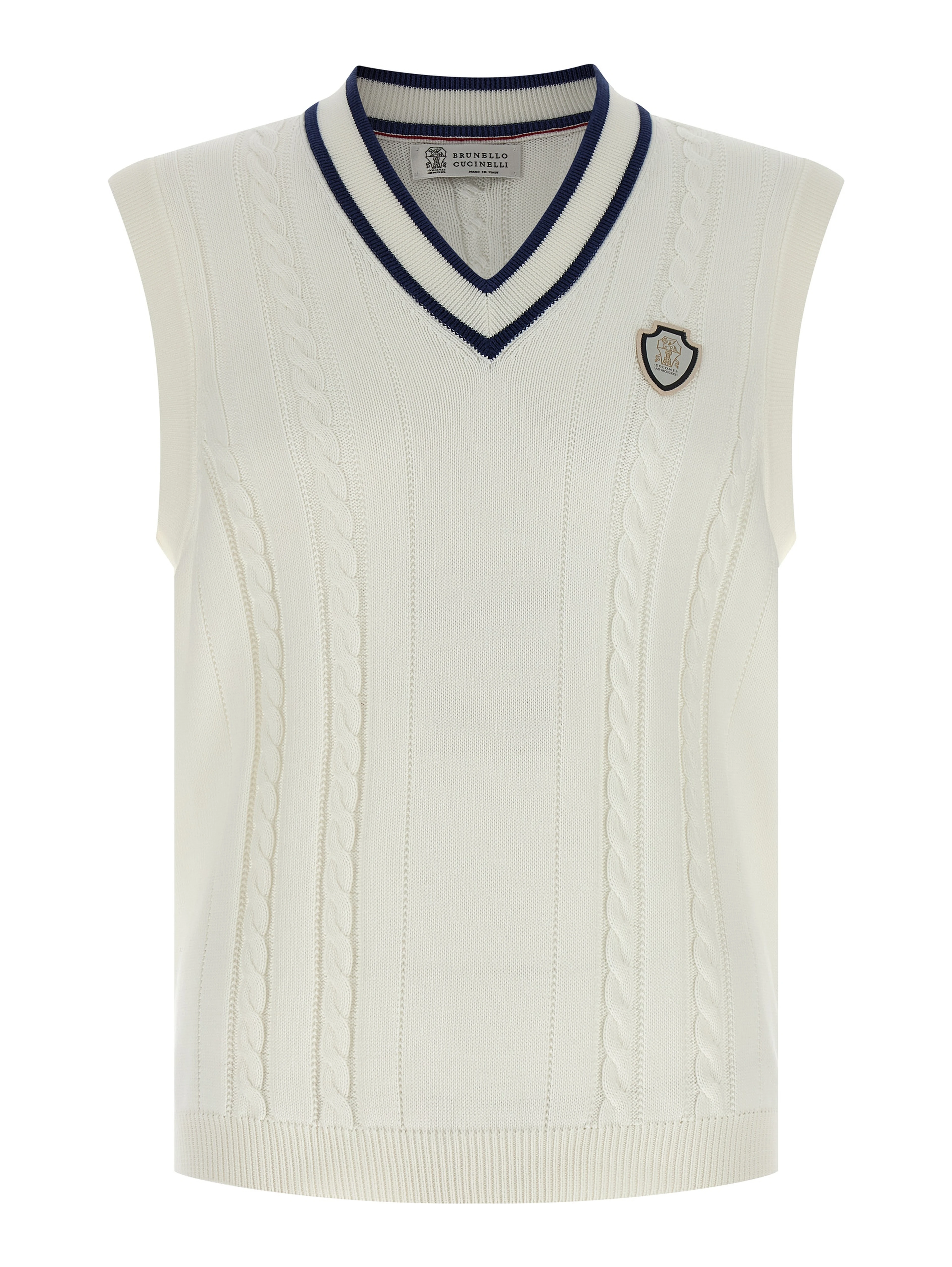 White Cotton Sleeveles Sweater