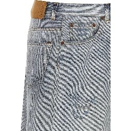 Blue Cotton Mini Skirt