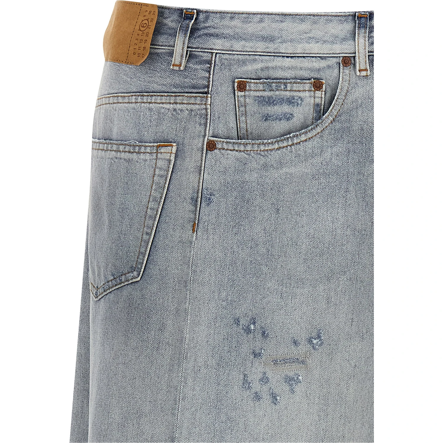 Blue Cotton Mini Skirt