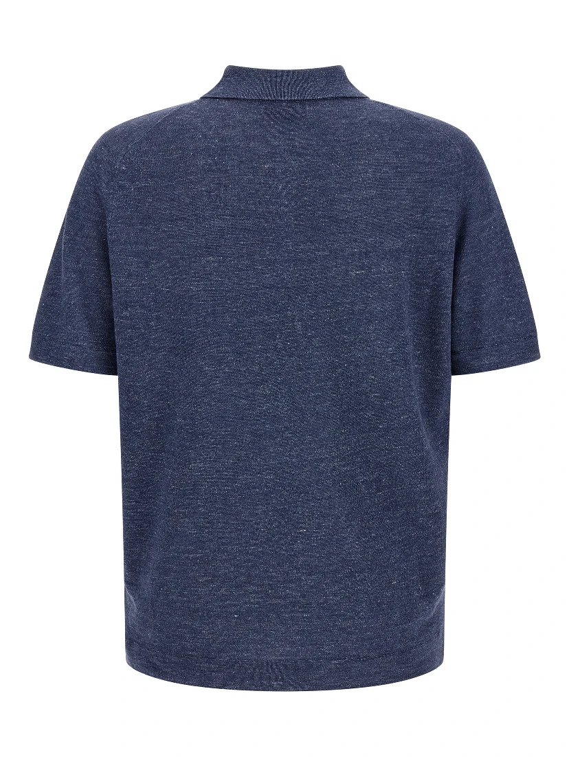 Blue Linen Polo Shirt